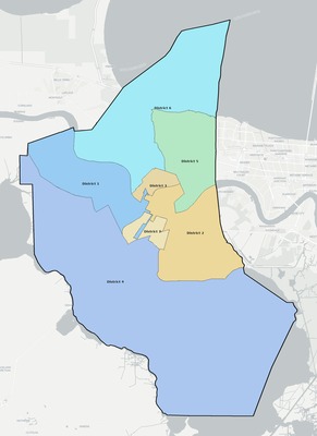St. Charles County LA townships and subdivisions map