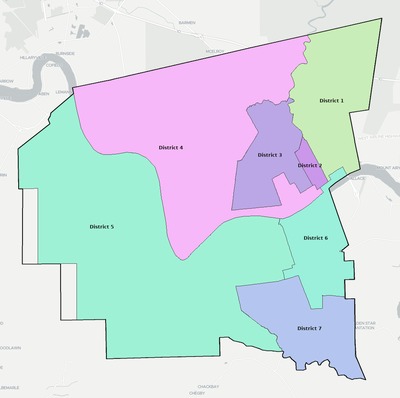 St. James County LA townships and subdivisions map
