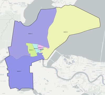 St. John the Baptist County LA townships and subdivisions map