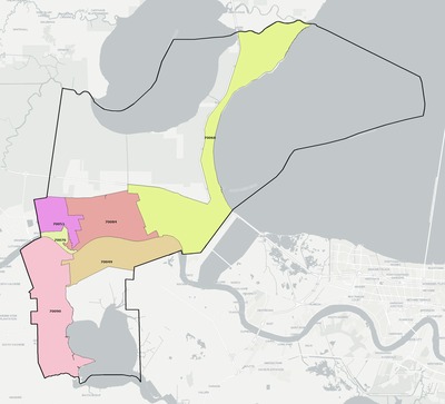 St. John the Baptist County LA ZIP code boundaries map