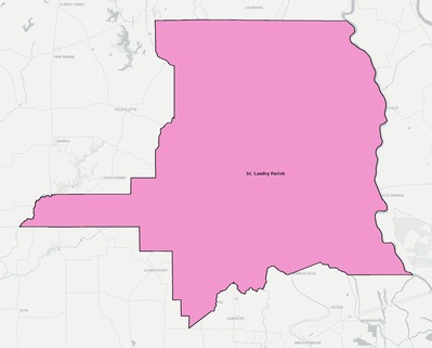 St. Landry County LA school district boundaries map