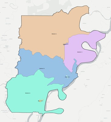 Tensas County LA townships and subdivisions map