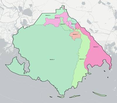 Terrebonne County LA townships and subdivisions map