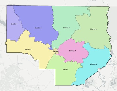 Union County LA townships and subdivisions map