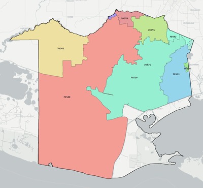 Vermilion County LA ZIP code boundaries map