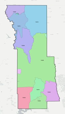 Webster County LA ZIP code boundaries map
