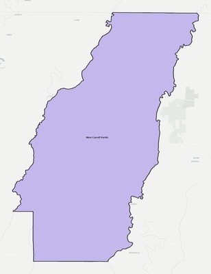 West Carroll County LA school district boundaries map