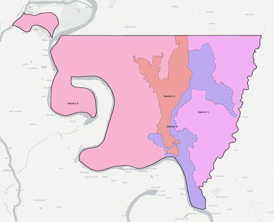West Feliciana County LA townships and subdivisions map