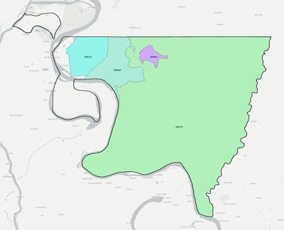 West Feliciana County LA ZIP code boundaries map
