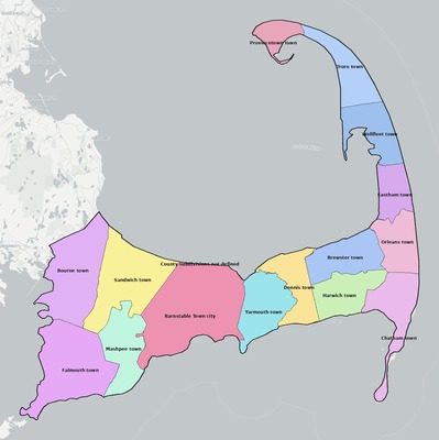 Barnstable County MA townships and subdivisions map