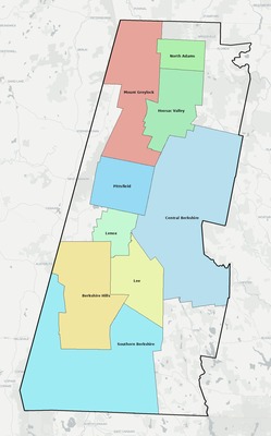 Berkshire County MA school district boundaries map