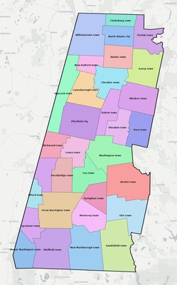 Berkshire County MA townships and subdivisions map