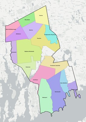 Bristol County MA school district boundaries map