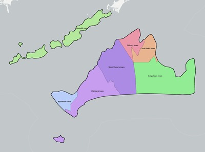 Dukes County MA townships and subdivisions map