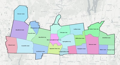 Hampden County MA townships and subdivisions map