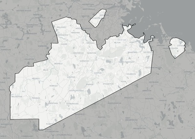Norfolk County MA county basemap context