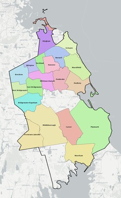 Plymouth County MA school district boundaries map