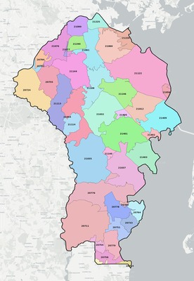 Anne Arundel County MD ZIP code map preview