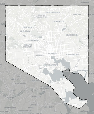 Baltimore County MD county basemap context