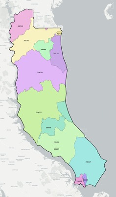Calvert County MD ZIP code boundaries map