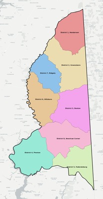 Caroline County MD townships and subdivisions map