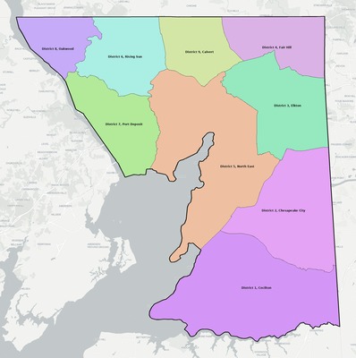 Cecil County MD townships and subdivisions map