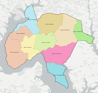 Charles County MD townships and subdivisions map