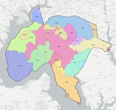 Charles County MD ZIP code boundaries map