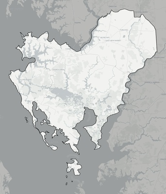 Dorchester County MD county basemap context