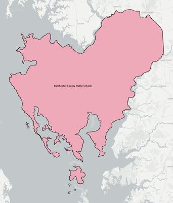 Dorchester County MD school district boundaries map