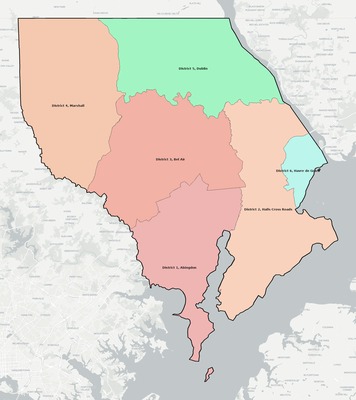 Harford County MD townships and subdivisions map