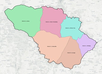 Howard County MD townships and subdivisions map