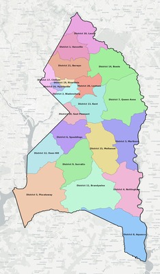 Prince George's County MD townships and subdivisions map