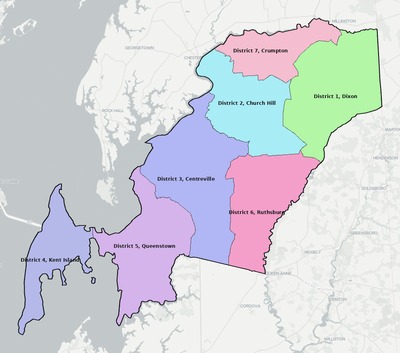 Queen Anne's County MD townships and subdivisions map