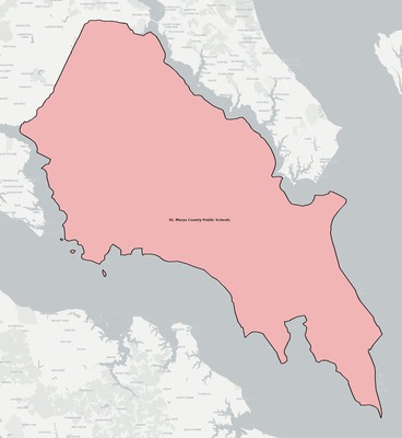 St. Mary's County MD school district boundaries map