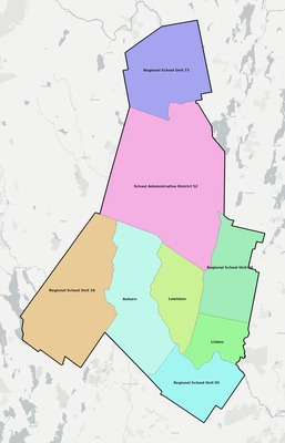 Androscoggin County ME school district boundaries map
