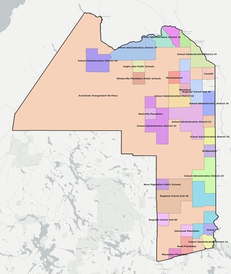 Aroostook County ME school district boundaries map