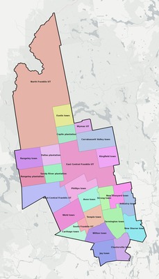 Franklin County ME townships and subdivisions map