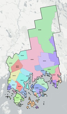 Hancock County ME ZIP code boundaries map