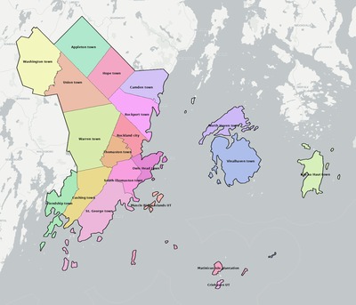 Knox County ME townships and subdivisions map