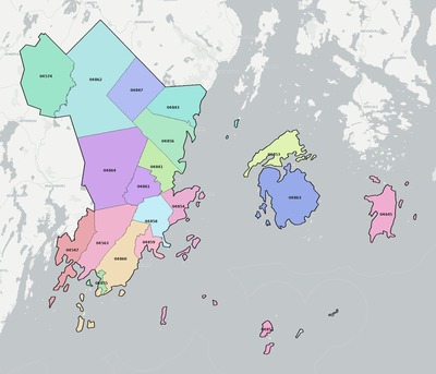 Knox County ME ZIP code boundaries map