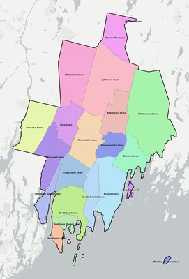 Lincoln County ME townships and subdivisions map
