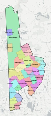Oxford County ME townships and subdivisions map