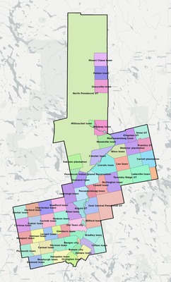 Penobscot County ME townships and subdivisions map