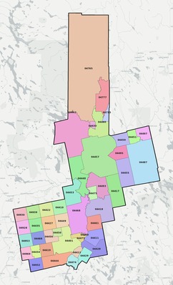 Penobscot County ME ZIP code boundaries map