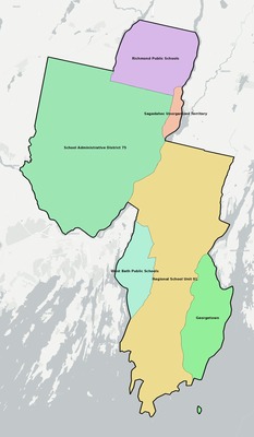 Sagadahoc County ME school district boundaries map