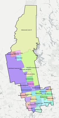 Somerset County ME townships and subdivisions map