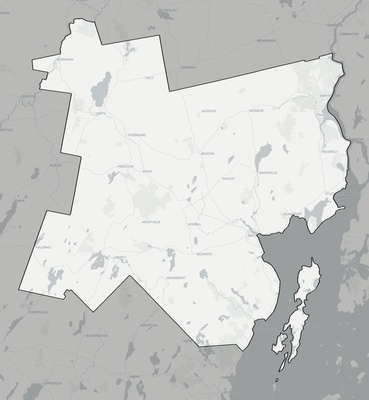 Waldo County ME county basemap context