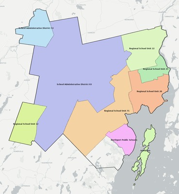 Waldo County ME school district boundaries map