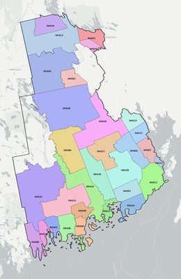 Washington County ME ZIP code boundaries map